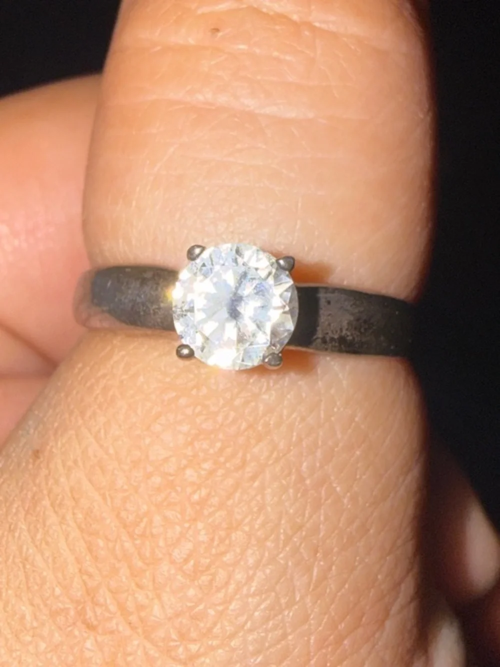 Sparkling Solitaire CZ Ring in Silver-Tone Size 9.5